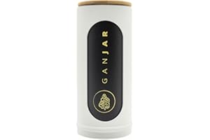 GANJAR Humidor für Kräuter - Behälter Made in Germany mit Hygrometer + UV-Schutz, Sichtfenster und Halter für Feuchtigkeits-Pads F-Series (Pure White)