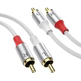 MOSWAG RCA Male to Male Stereo Auxiliary Audio and Subwoofer Cable 1M - 24K Gold Plated Braided Nylon for Home Theater, HDTV