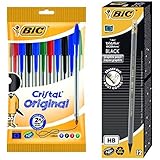 Bic - Pack 10 bolígrafos de punta redonda, colores surtidos + 12 lápices de grafito HB