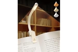 Vekkia Buch Licht, 2LED wiederaufladbare Leselampe für Bücher im Bett, 3 Farben & stufenlos dimmbare Helligkeit, Weiß