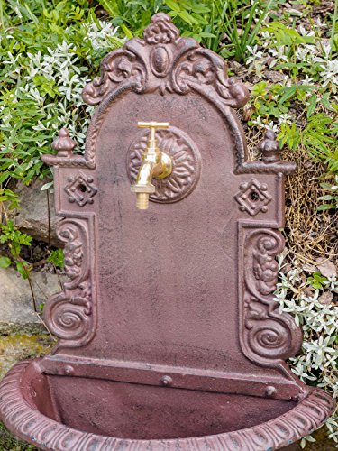Waschbecken Wandbrunnen Garten Eisen Gründerzeit antik Stil Brunnen Blume - 6