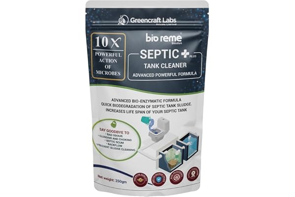 Bio Reme Septic Tank Cleaning Powder Septic Plus 10X Formula for Septic System Maintenance and Waste Breakdown Support Odour Control Care Powder for Toilet and Drain 250g Pack of 1