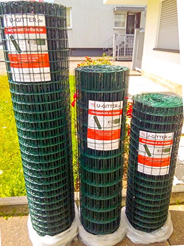 Schweißgitter, Schweißgitterzaun, Gartenzaun Grün, Wildzaun, Maschendrahtzaun, Gitterzaun. 25 m Rolle, Drahtstärke: 2,2 / 2,2 mm, Maschenweite: 50 x 50 mm (25 Meter Länge x 1200 mm Höhe)
