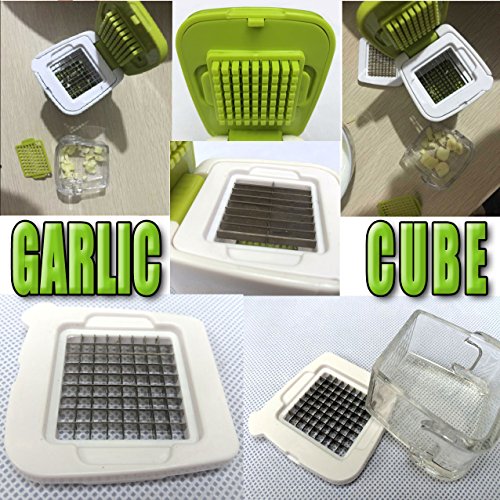 Der Wolf Moon® Knoblauch Cube Chopper Schneide Hand Presser Knoblauch Grinder Crusher und Magic Silikon Knoblauch Schäler Set - 4