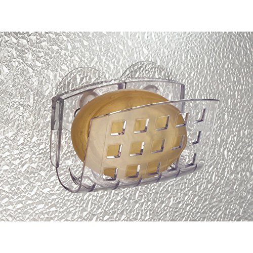 InterDesign Seifen- oder Schwammhalter mit Saugnapf für Bad, Dusche, Küchenspüle – Durchsichtig - 3