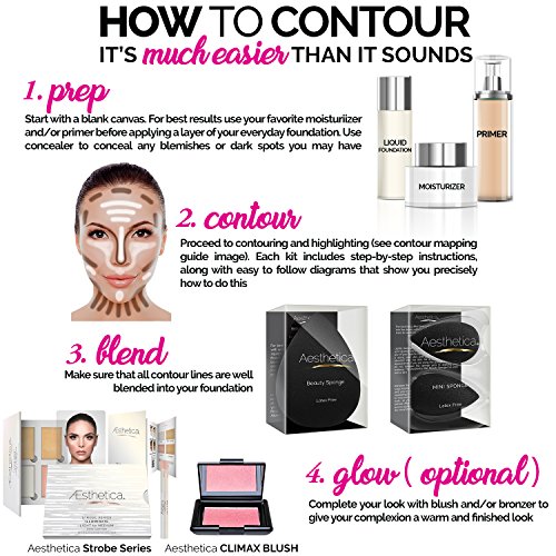 Aesthetica Cosmetics Contour und Highlighting Powder Foundation Palette / Contouring Makeup Kit; leicht zu befolgende Schritt-für-Schritt-Anleitung inklusive - 4