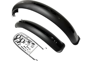 WRUIOY Fat Bike Fender Front and Rear Fender Set for Fat Tire Bike Wings Full Coverage Set（26 Inch） (Black)