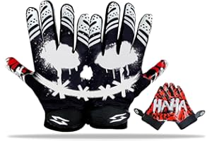 SCALE WEAR Jester Soccer Receiver Gloves Black Combat College Lineman Stealth Elite Tacky Pro Grip Palms Joker Football Gloves Men Adults Youth Kids Small to XXL