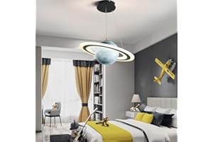 PAKFAN Astronauta moderna lampada a sospensione, dimmerabile creativo LED camera dei bambini pianeta lampadario a sospensione, illuminazione a soffitto vivaio, LED camera dei bambini Lam (3 colori dimmerabil