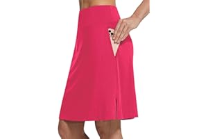 BALEAF Damska spódnica golfowa 50 cm do kolan spódniczki damskie długie spodenki tenisowe z kieszenią na zamek błyskawiczny ochrona przed promieniowaniem UV