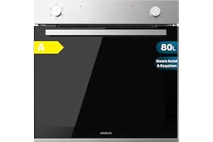 Cecotec Horno Integrable Convencional de 80L Bolero Hexa C126400 Line. 2800W, 5 Funciones, Bajo Consumo, Luz Interior, Steam Assist, Steam EasyClean, Puerta Fría con 2 Cristales