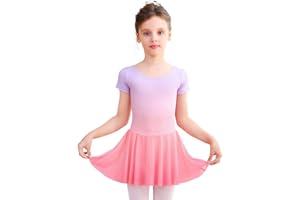 Bezioner Body Danza con Tutu Danza Classica Bambina Manica Corta Vestito Balletto Ragazze Abiti da Balletto Gradient