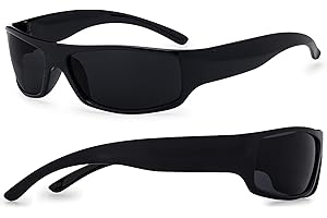 grinderPUNCH Gafas de sol negras súper oscuras para hombre - Estilo gángster delgado envolvente