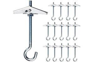 OVTAI Boulon Ailes Crochet, Crochets De Plafond Swag, 15 Crochet Plafond M5 / 90mm Crochet de Fixation au Plafond Ressorts a Bascule Aile Boulons Crochets de Plafond pour Plafond Plantes Mur Maison