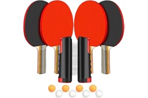AMRTA Portable Table Tennis Set with Retractable Net, Ping Pong Bats and Balls Sets for Kids Adults Indoor Outdoor Game Training, including 2/4 Paddles 8 Balls 1 Storage Bag