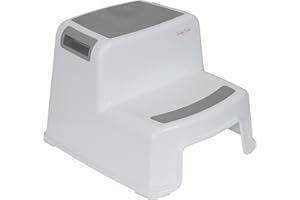 Babycurls 2 Step Stool for Toddlers Non Slip Sturdy Double Step Up For Kids Safe Toddler Loo Potty Toilet Training in The Bathroom Kitchen and Home White