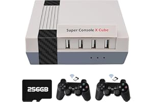 CAWEVON Super Console X Cube Wireless Retro Video Console di gioco con 256G carte di TF, oltre 50 Built-in emulatori e 50000 giochi, 4 K TV HD / uscita AV, Due Wireless 2.4 G Controller (256G)