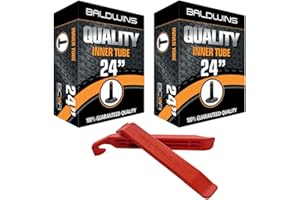 PAIR 24" Baldwins Cycle/Bike Inner Tubes 24" x 1.75 to 2.125 (Fits any 1.75, 1.85, 1.90, 1.95, 2.0, 2.10, 2.125) Schrader/Car Type Valve & BALDY'S TYRE LEVERS (Pack of 2)