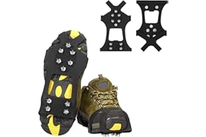 WILLCEAL Ice Cleats, Ice Grippers Traction Cleats Shoes and Boots Rubber Snow Shoe Spikes Crampons with 10 Steel Studs Cleats (Extra 10 Studs)