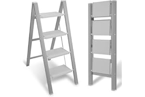 Yakimz Escalera Plegable de 4 peldaños con Pedestal Antideslizante, Aluminio Ligero y portátil, para el hogar, la Oficina, la estantería de Almacenamiento portátil, soporta hasta 150 kg