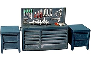 predolo Miniatur Garage Dekoration Zubehör mit 1/64 Werkstatt Szene Modell aus Kunstharz Handbemalt für Modellbau Fotografie Showroom Sammlung, Werkzeugtabelle