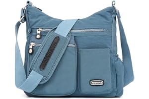 Estwell Bolso Bandolera Mujer Grande Bolso de Hombro Moda Impermeable Nailon Crossbody Bolso con Múltiples Bolsillo Casual Bolsa para Escuela Viaje Trabaja
