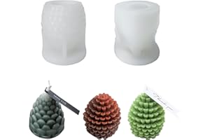 JDH SILICONE Stampi in silicone per candele, kit 3D per aromaterapia, saponi fatti a mano, argilla polimerica, resina epossidica, creazione di stampi per pigne natalizie (2 confezioni)