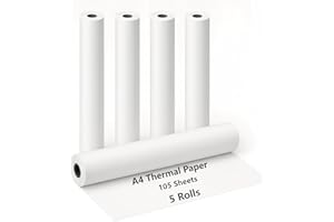 AVAGIAFORU 5 Rouleaux Papier Thermique A4, Papier Imprimante Thermique, Papier Thermique Blanc, Sans BPA, Séchage Rapide, pour Impression de Documents, Photos et Pages Web, 21cm x 6.2m, 21 Feuilles/Rouleau