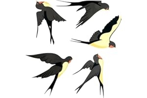 Wonvify Adesivi per Uccelli, Adesivi per la Protezione degli Uccelli 5 Pezzi, Con Grafica di Rondini, Vetrofanie, Aiuta a Evitare che gli Uccelli Colpiscano le Finestre, Porte Protettive in Vetro