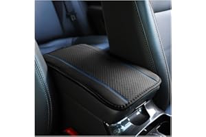 CGEAMDY Cuscino per bracciolo Auto in Pelle Copertura per Console Centrale per Bracciolo, Accessori Confortevoli per Seggiolini Auto per la maggior parte delle Automobili, Moto e SUV (Blu Nero)