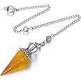 JOVIVI Pendulum Crystal,Citrine Dowsing Crystals Pendulum Divination Scrying Healing Crystal Gemstone Quartz Stone Pendant for Reiki Grid Meditation Witchcraft Wicca