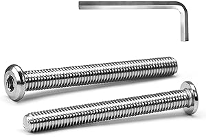 MINHER M6 x 70mm 10Pcs Flat Head Hex Socket Cap Screws Bolts, Furniture Bolts, 304 Stainless Steel 18-8, Full Thread (with Hex Spanner)