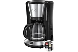 ‎RUSSELL HOBBS Russell Hobbs Kaffeemaschine [Brausekopf für optimale Extraktion&Aroma] Adventure (1 bis 10 Tassen, 1,25l Glaskanne,Warmhalteplatte, Abschaltautomatik,Tropf-Stopp, 1100W) Filterkaffeemaschine 24010-56