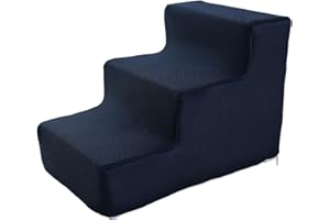 ＡＷＨＡＯ Escaleras para Mascotas, escaleras para Perros, rampa para Perros, Escalera Multiusos, Esponja de Alta Densidad para Perros pequeños, L 3 Pasos Azul Oscuro