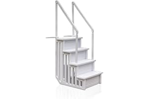 Gre EPE30 - Escalera Antideslizante para Piscina Enterrada, Escalera de Seguridad para Piscina de 4 Peldaños, Sintética, Color Blanco, 80 x 92 x 206 cm