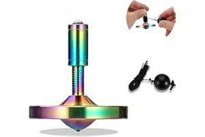 LOQATIDIS Precision Spinning top with String, High Performance Stainless Steel Metal Anty-Gravity Desktop Gyro Toys, Amazing Spin Time Up to 15 Minutes, Efficiently Waste Your Time (Colorful M)