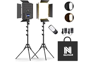 NiceVeedi Iluminación de fotografía, paquete de 2 luces de estudio bicolor de 2700-6500 K, 36 W, regulable, kit de luz LED de video para transmisión de vídeo/juegos/retrato de cámara, juego de luces