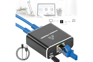 songyea Splitter Ethernet 1 vers 2, 1000Mbps LAN Switch 2 Port, Switch réseau avec câble d'alimentation USB, Splitter LAN pour Ordinateur, routeur, Set-Top Box, TV numérique (A)