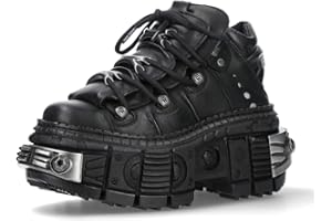 New Rock Buty Unisex TANK Podeszwa z sznurowaniem Kolor Czarny/Unisex Czarne Buty Skórzane Buty Buty M.WALL106-S10