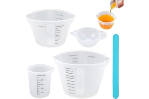 JINSION 4 Piezas Vaso Medidor Silicona, Resina Epoxi, 10ml/100ml/250ml/500ml Vasos Medidores, Jarra Medidora Antiadherente, Tazas de Silicona para Resina y Manualidades