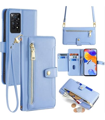 ESONG Lederhülle Für Xiaomi Redmi Note 11 Pro – Mit 9 Kartenfächern & Schultergurt