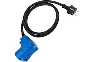 Pfloge® CEE - Cavo adattatore angolare con presa su contatto di protezione, 1,5 m, IP44, 230 V/16 A, 3 poli, Presa Elettrica Angolare Cablabile per campeggio, cavo adattatore per barca, camper
