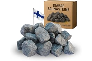 Doubleyou Geovlies & Baustoffe Piedras para sauna prémium de 5 kg, 80-120 mm, DIABAS grandes, para todos los hornos de sauna, resistentes al calor y conservan el calor, seleccionadas a mano y de alta