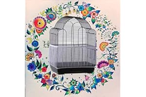 ZYYXB Bird Cage Cover Nylon Mesh Bird Cage Cover Skirt Guard Birdcage Seed Catcher Bird Cage Accessories Cleaning Seed Catcher Parrot Cage Mesh Net,Large White