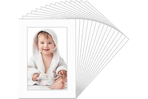 Abeillo Set di 15 passepartout bianco pretagliato, 12,7 x 17,8 cm, senza acidi, cornici opache per foto da 10,2 x 15,2 cm, cornice portafoto smussata per foto, stampe, opere d'arte