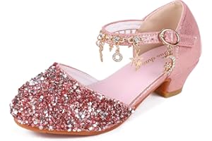 EDOSIR Mädchen Tanzschuhe Glitzer Shinning Abendschuhe Bowknot Low Heels Kleine Mädchen Mary Jane Schuhe Dress Up Prinzessin Schuhe Geburtstag Hochzeit