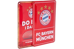 ‎FC BAYERN MÜNCHEN FC Bayern München Metallschild 2er-Set - Logo & dahoam - Blechschild FCB Schild