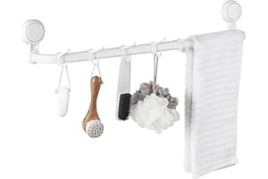 TAILI Ventosas Toallero de Baño con 5 Ganchos, Toallero de Mano Extraíble y Resistente para Baño, Puerta, Ducha y Accesorios de Cocina