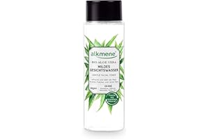 alkmene Lotion tonique visage à l'aloe vera bio - Lotion nettoyante visage pour tous types de peau - végan sans silicones, parabènes, huiles minérales, PEGs, SLS et SLES (1x 200 ml)