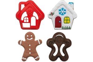 Decora 0255094 Set 2 Tagliapasta Gingerbread Man & House, In Plastica, Il Kit Ideale per Creare Decorazioni in Pasta di Zucchero o di Gomma, Made in Italy, Design originale. Confezione da 2 pezzi.